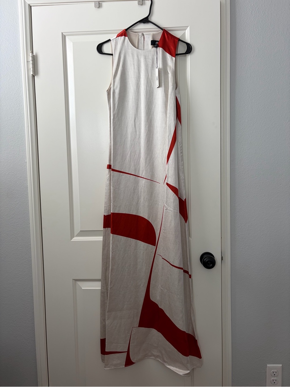 Banana Republic White Maxi Dress with Red Graphic Accents
